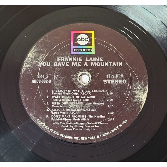 Frankie Laine LP - You Gave Me A Mountain - ABC Records - Picture 4 of 4